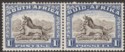 South Africa 1952 Wildebeest 1sh Blackish-Brown and Ultramarine Pair Mint SG120a
