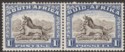 Click for more photos and details South Africa 1952 Wildebeest 1sh Blackish-Brown and Ultramarine Pair Mint SG120a