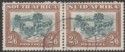 South Africa 1949 KGVI Ox-Wagon 2sh6d Green and Brown Pair Used SG121