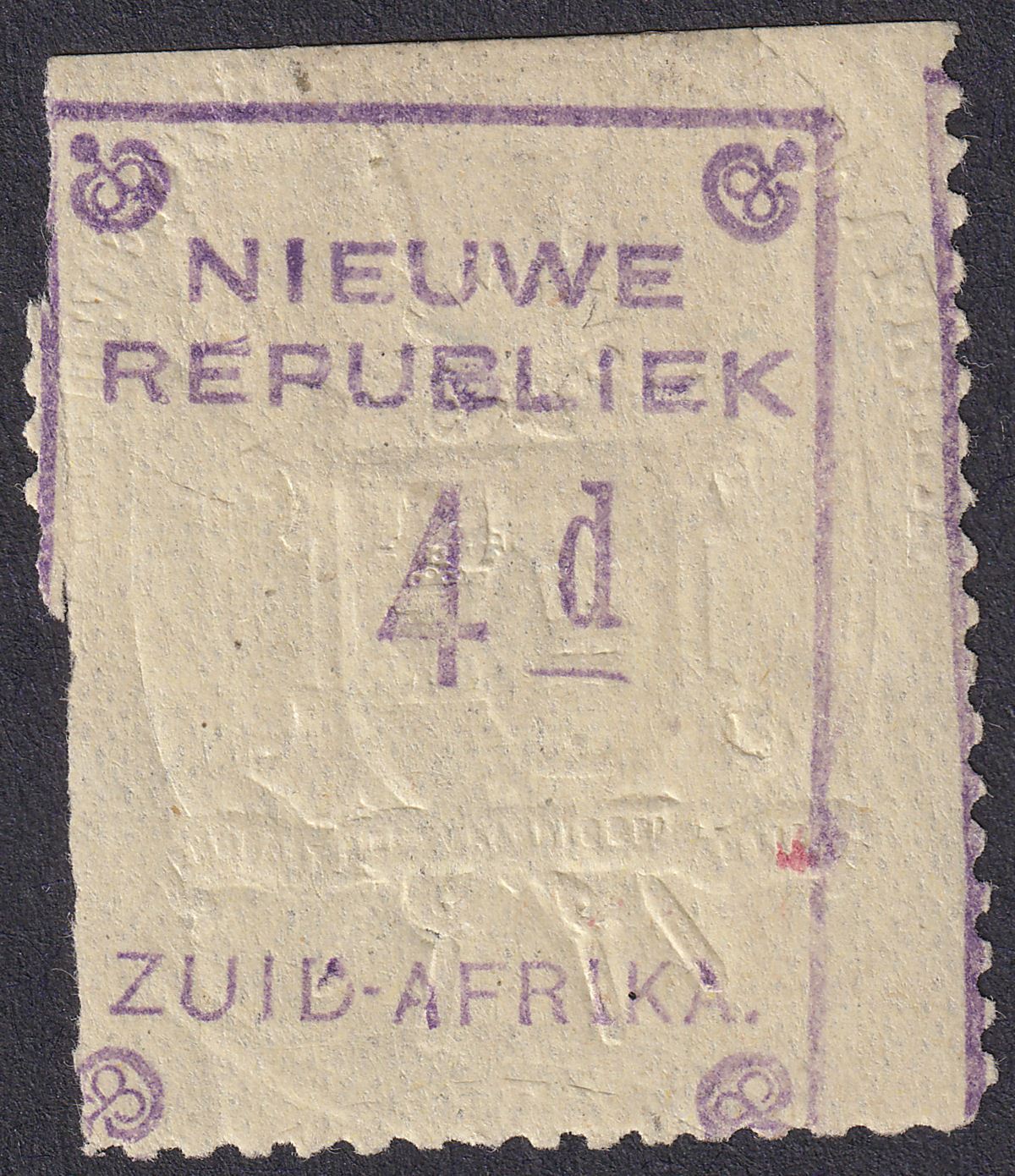 New Republic 1887 4d Violet on Yellow Mint SG80 cat £19 No Date FAULTY