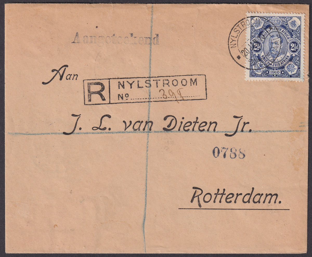 South Africa 1911 KGV 2½d Cape Transvaal Orange River Natal ½d 1d Regd Cover 