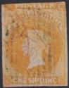 South Australia 1858 Queen Victoria 1sh Orange Imperforate Used SG12 cat £550