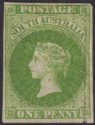 South Australia 1861 QV 1d Bright Yellow-Green Roulette MintSG19 cat £180