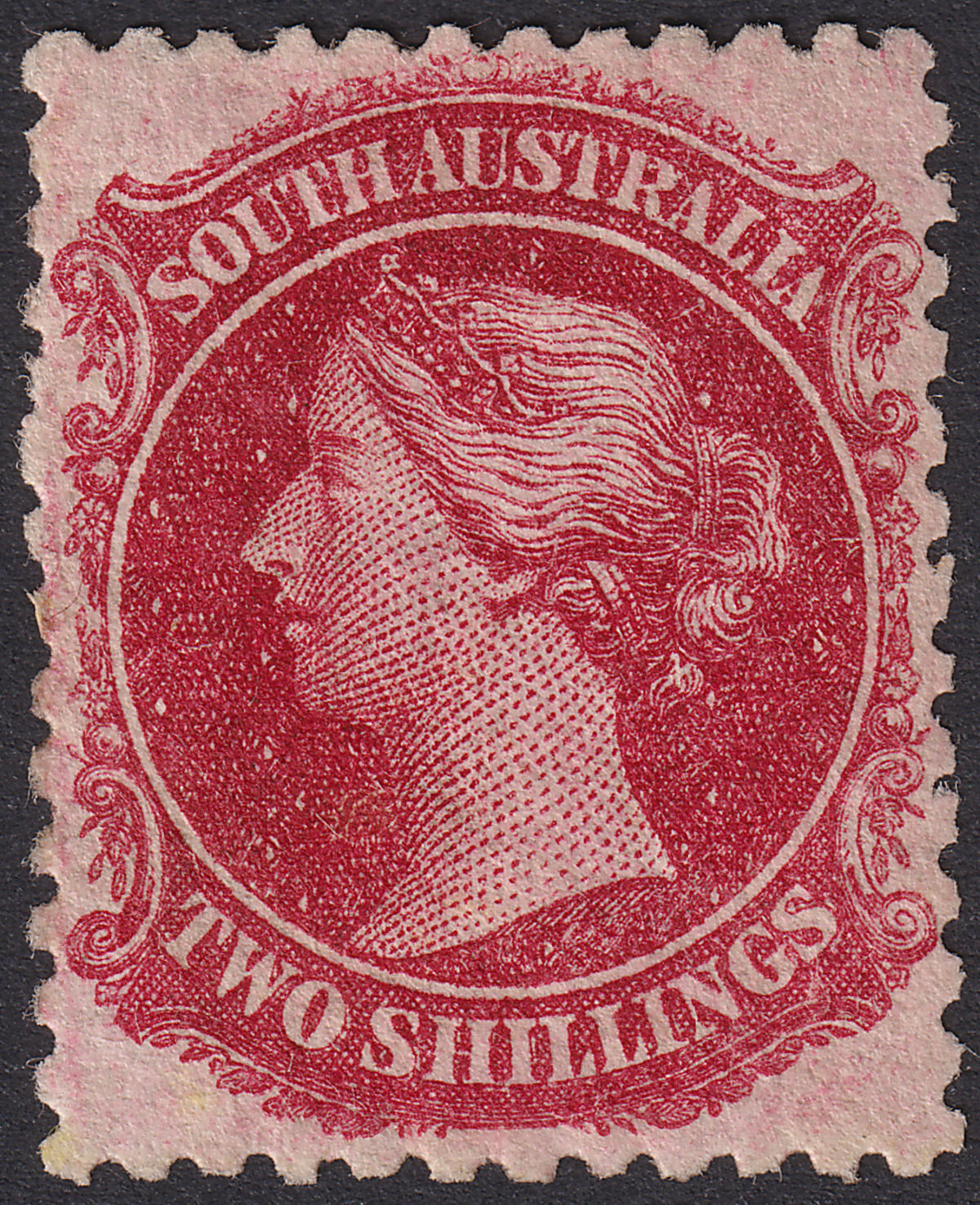 South Australia 1869 QV 2sh Carmine perf 11½-12½ Mint SG87 cat £190 toned gum