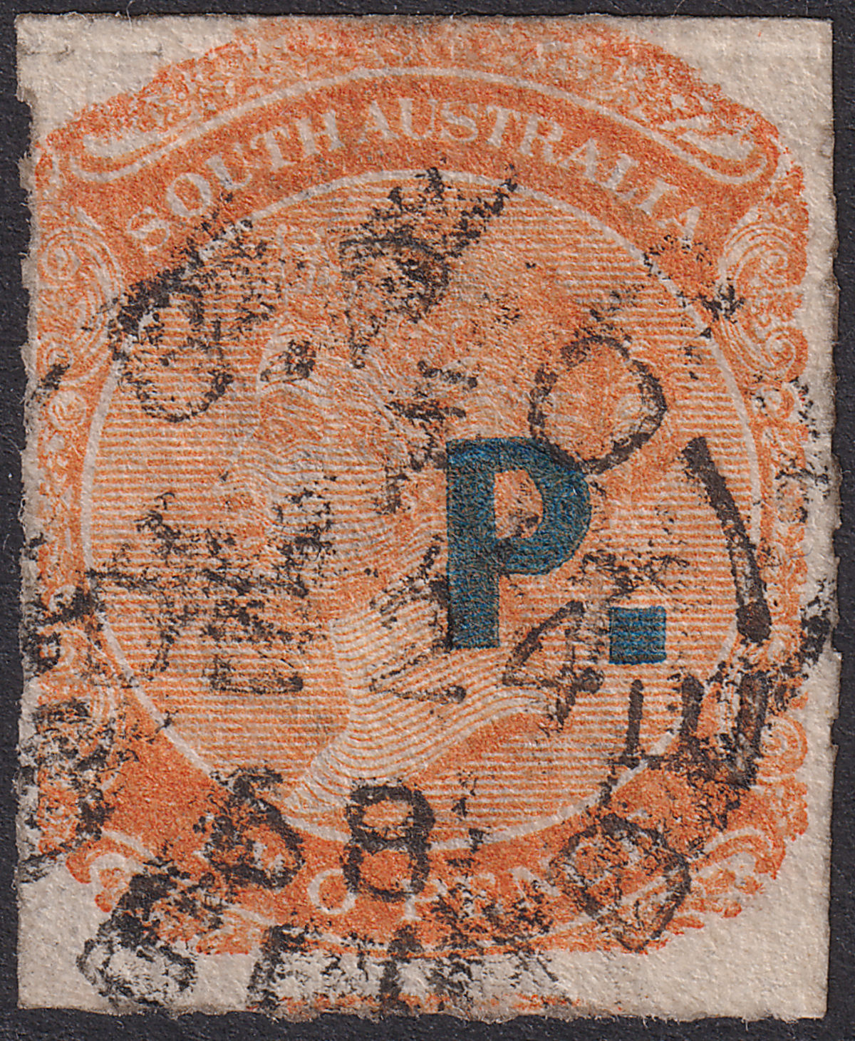 South Australia 1868 QV Departmental P Police Blue Opt 2d Used SG DO388 cat £85