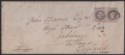 South Australia 1861 QV 6d Violet-Blue Roulette Pair Used on Cover to UK SG28