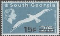 South Georgia 1977 Albatross 15p on 2sh6d wmk to Left CA Mint SG64 