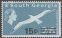 Click for more photos and details South Georgia 1977 Albatross 15p on 2sh6d wmk to Left CA Mint SG64