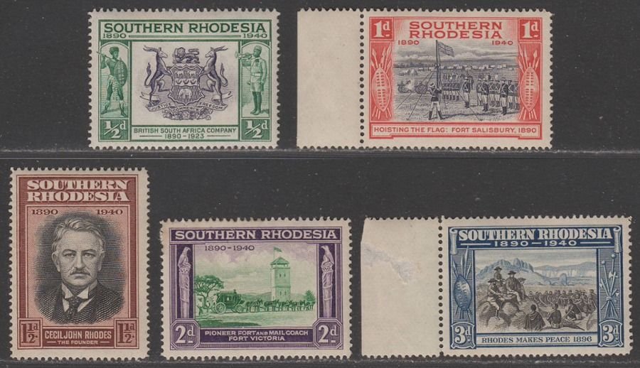 Southern Rhodesia 1940 KGVI BSAC Golden Jubilee Set to 3d Mint SG53-57