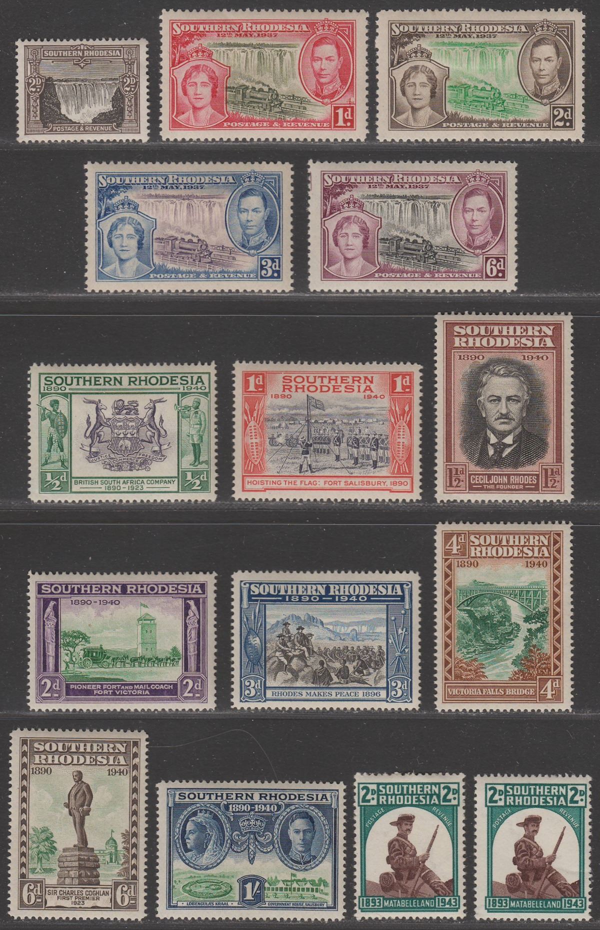 Southern Rhodesia 1931-43 KGV-KGVI Coronation / BSAC Golden Jubilee Sets Mint
