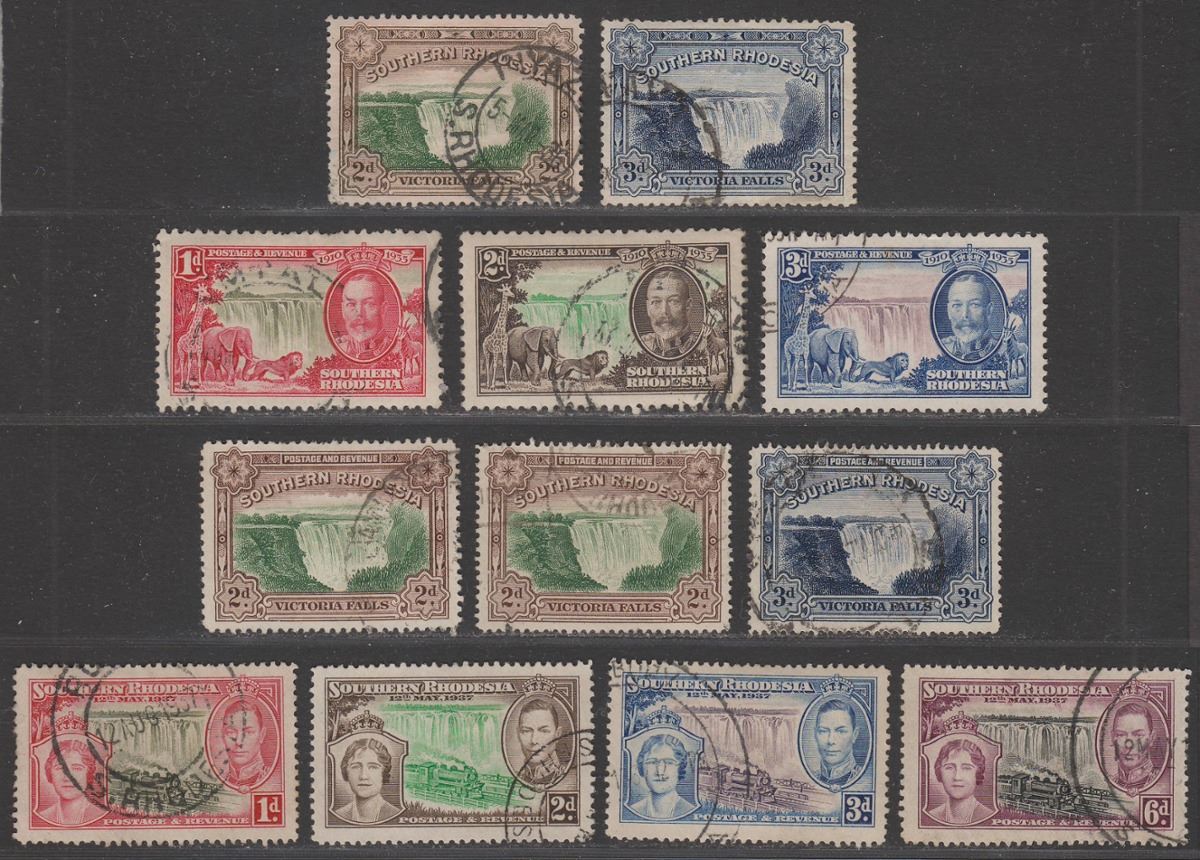 Southern Rhodesia 1932-37 KGV-KGVI Selection Used inc Victoria Falls, Coronation