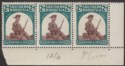 Click for more photos and details Southern Rhodesia 1943 KGVI Pioneer 2d Strip of 3 w Saddlebag Variety Mint SG61b