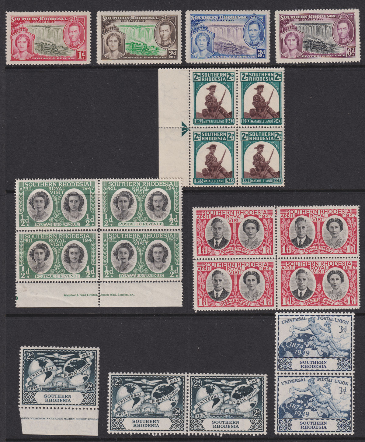 Southern Rhodesia 1937-53 KGVI-QEII Selection to 2sh6d Mint