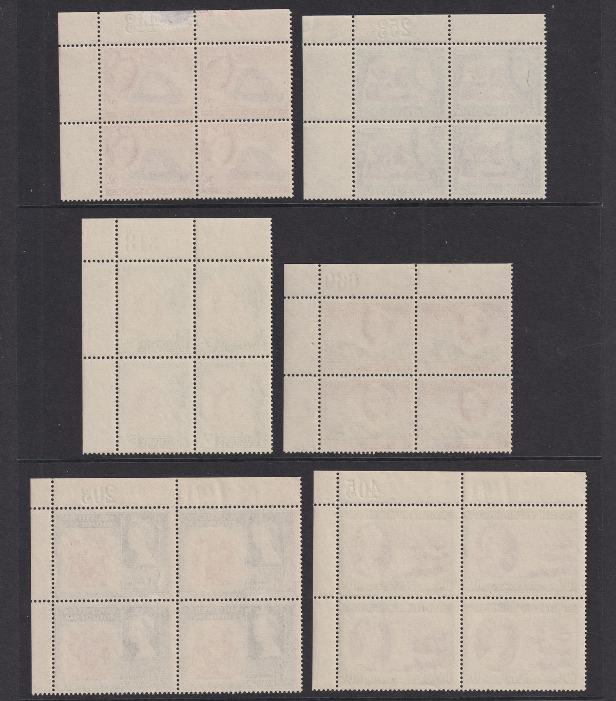 Southern Rhodesia 1953 QEII Sheet Number Block Set UM Mint SG78-91 cat £400+