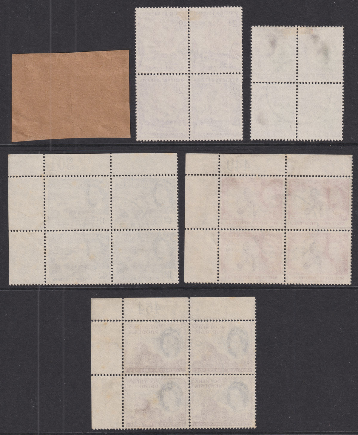 Southern Rhodesia 1953 Queen Elizabeth II Part Block Set to 9d Used inc Sheet No