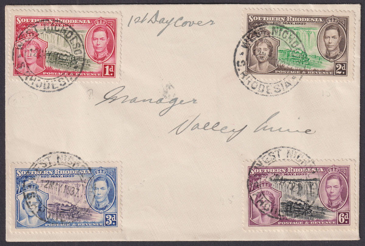 Southern Rhodesia 1937 KGVI Coronation First Day Cover w WEST NICHOLSON Postmark