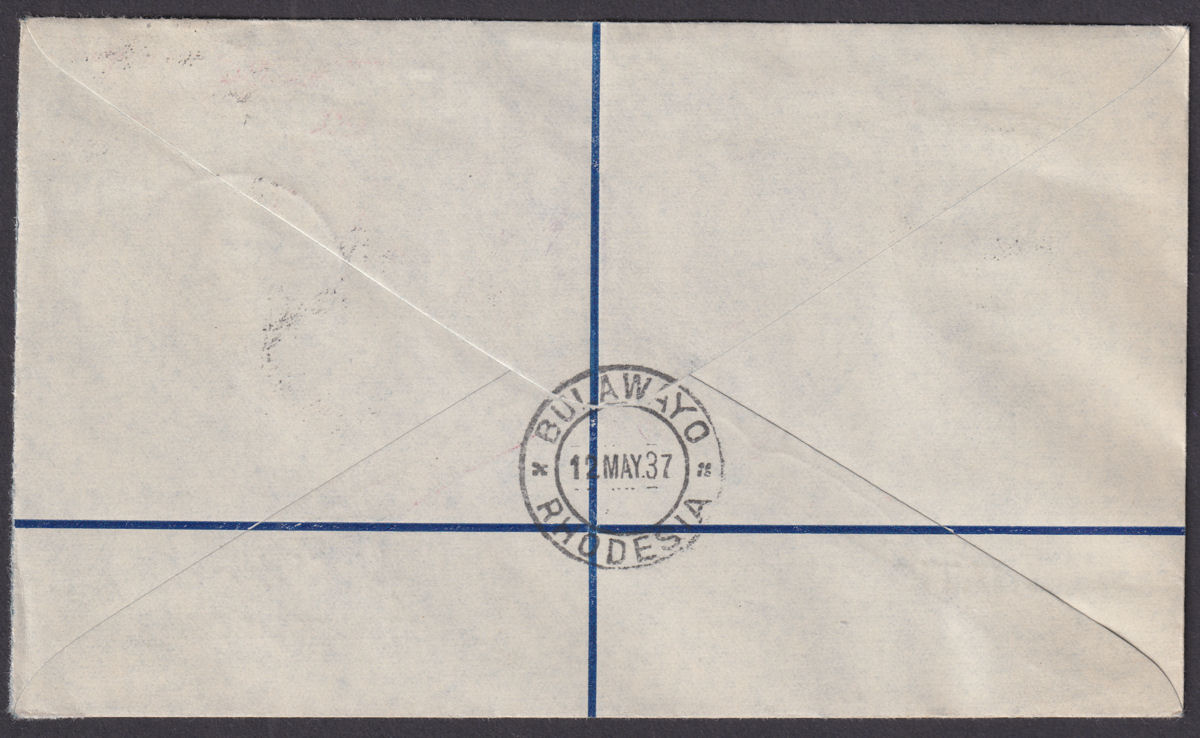 Southern Rhodesia 1937 KGVI Coronation Regd First Day Cover PARCELS BULAWAYO