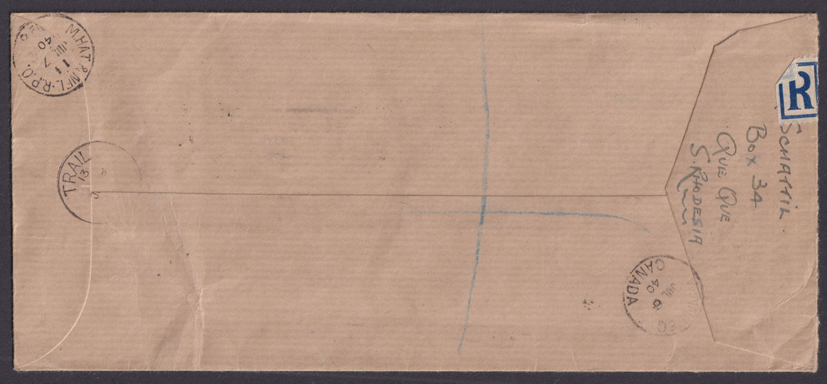 Southern Rhodesia 1940 KGVI BSAC Golden Jubilee Registered First Day Cover Used