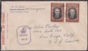 Click for more photos and details Southern Rhodesia 1942 KGVI 1½d x2 Used on Cover CRAIGMORE to USA w Censor Mark