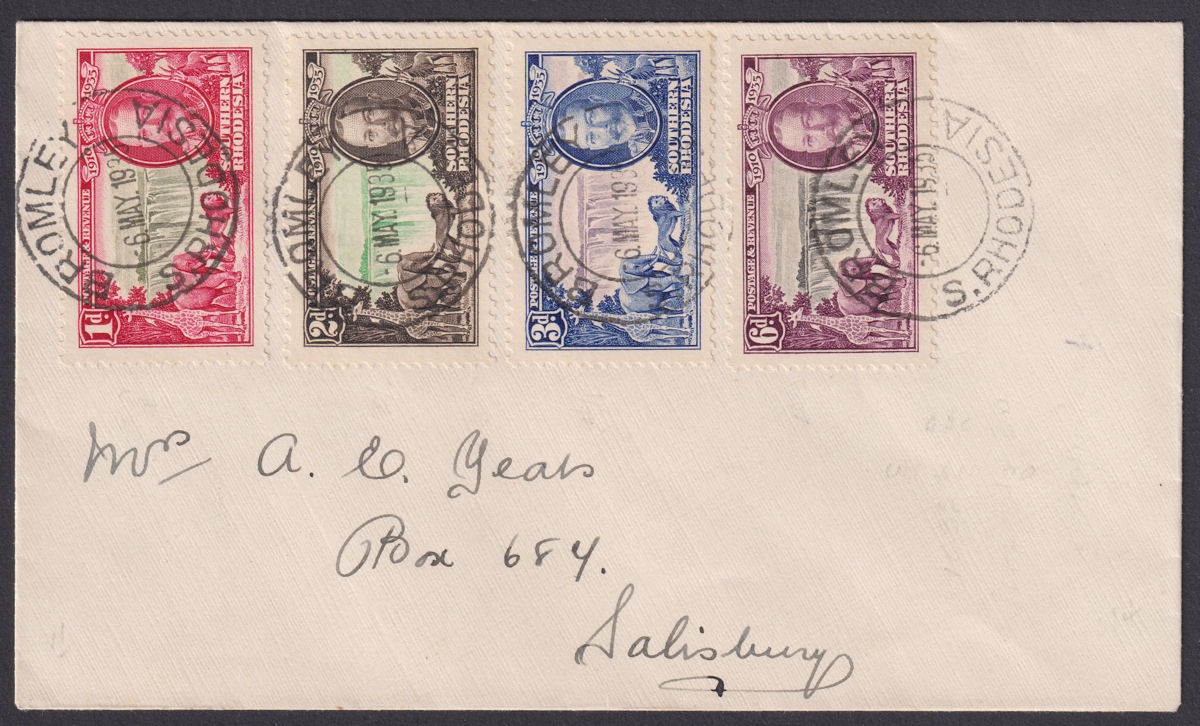 Southern Rhodesia 1935 KGV Silver Jubilee First Day Cover with BROMLEY Postmarks