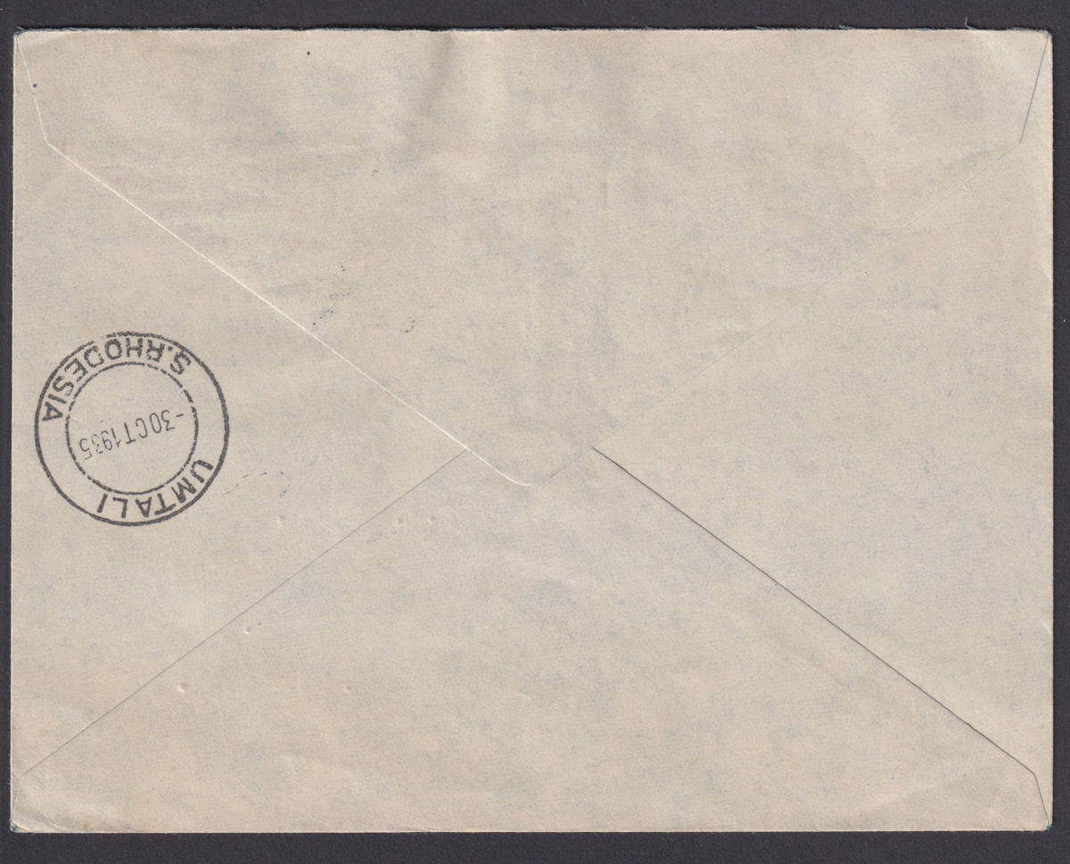 Southern Rhodesia 1935 KGV 3d and 1d First Flight Cover Used SALISBURY to UMTALI