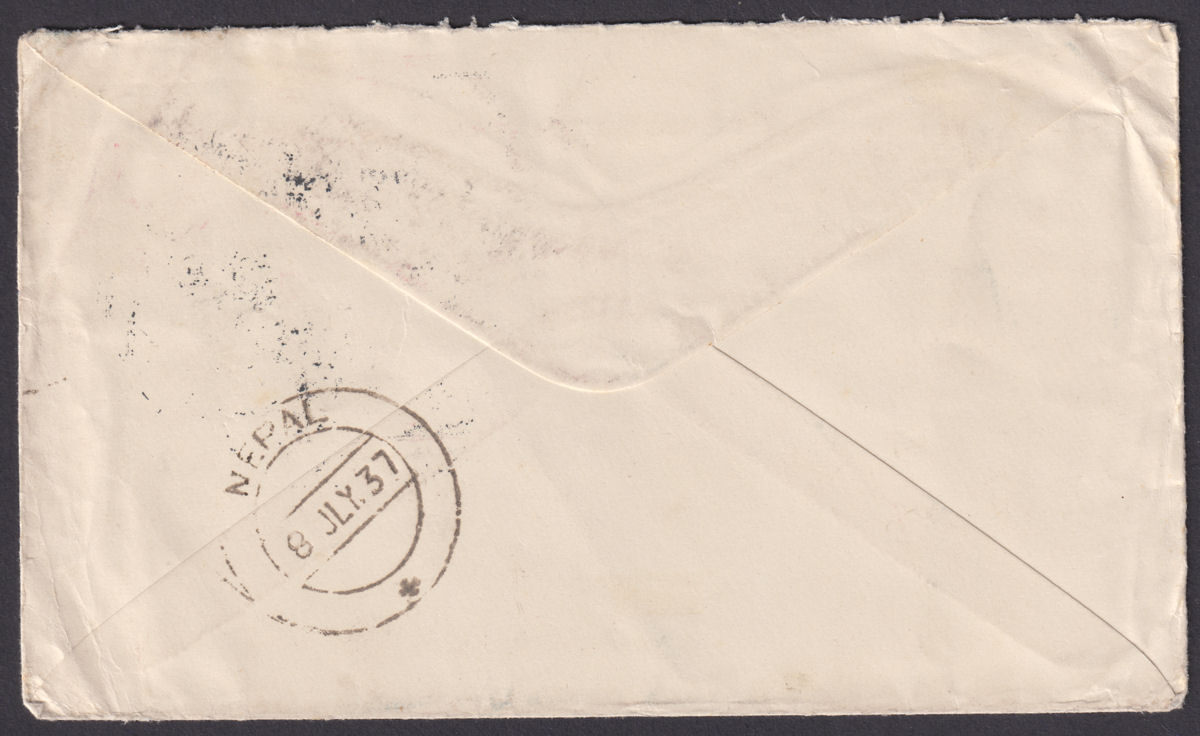 Southern Rhodesia 1937 KGVI 1d pair Used on Cover MARANDELLAS to Nepal, India