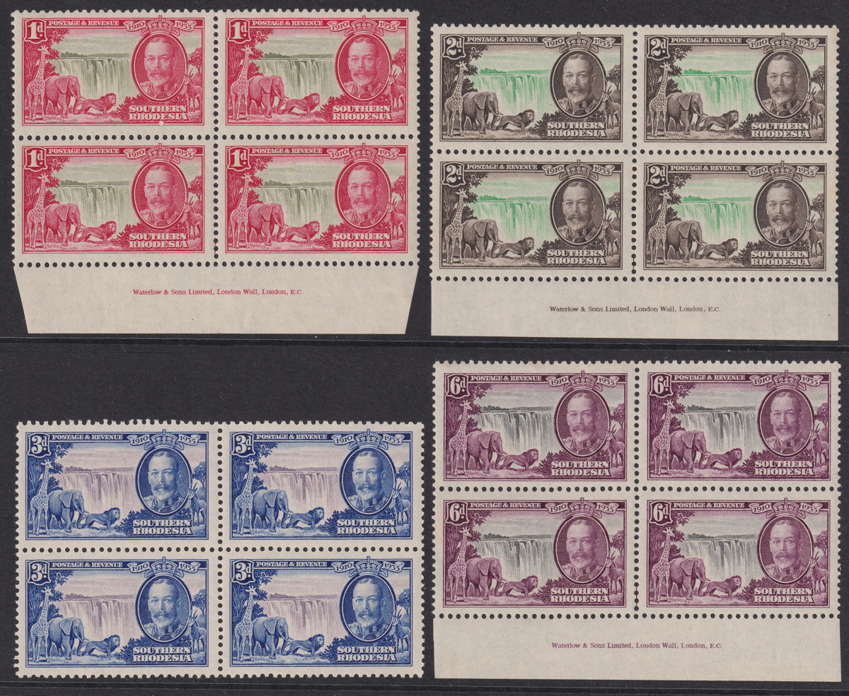 Southern Rhodesia 1935 KGV Silver Jubilee Block Set Mint SG31-34 c£120 imprints