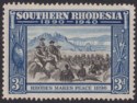 Click for more photos and details Southern Rhodesia 1940 KGVI 3d with Smoke Signal Variety Mint SG57b cat £130