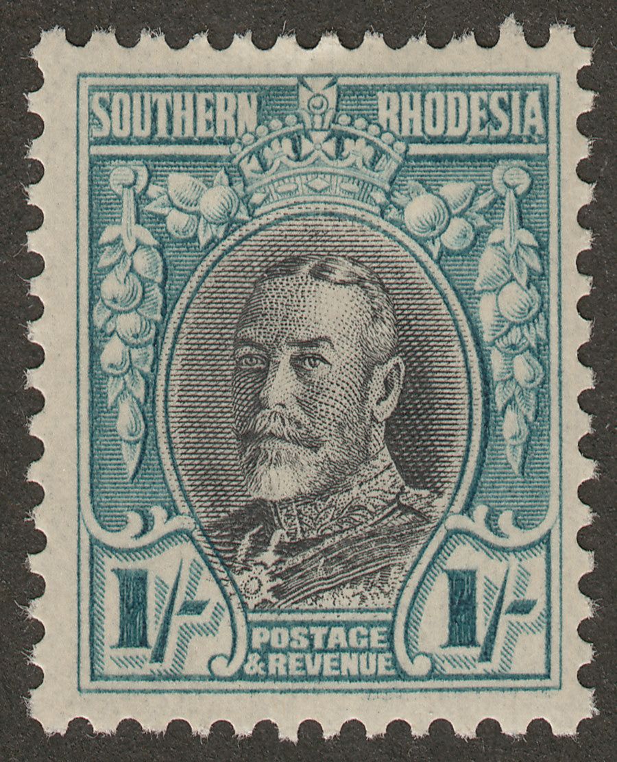 Southern Rhodesia 1935 KGV Field Marshal 1sh Black + Green Blue p11½ Mint SG23a