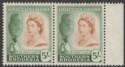 Southern Rhodesia 1953 QEII 5sh Yellow-Brown and Deep Green Pair Mint SG89