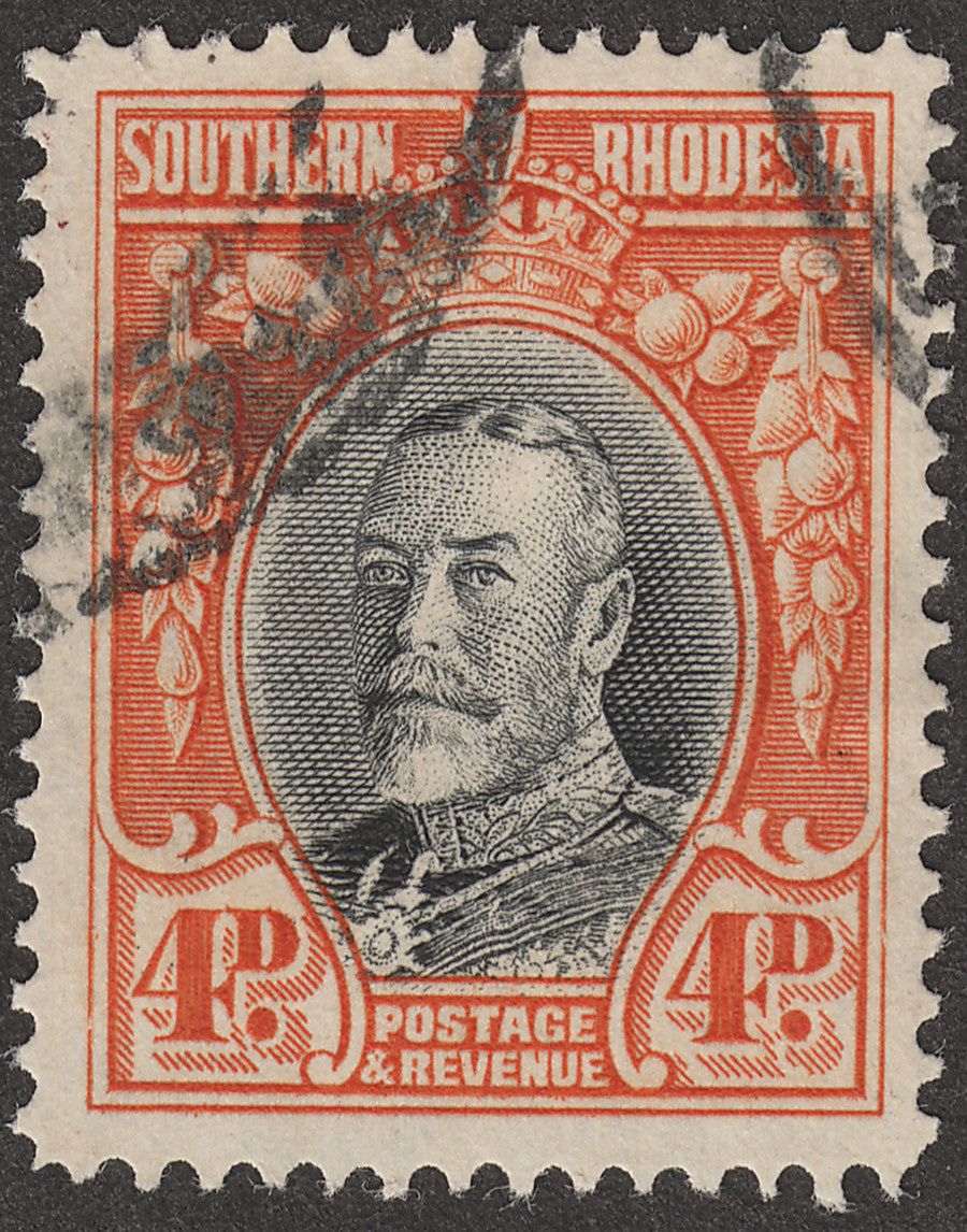 Southern Rhodesia 1937 KGV Field Marshal 4d Black and Vermilion p14 Used SG19b