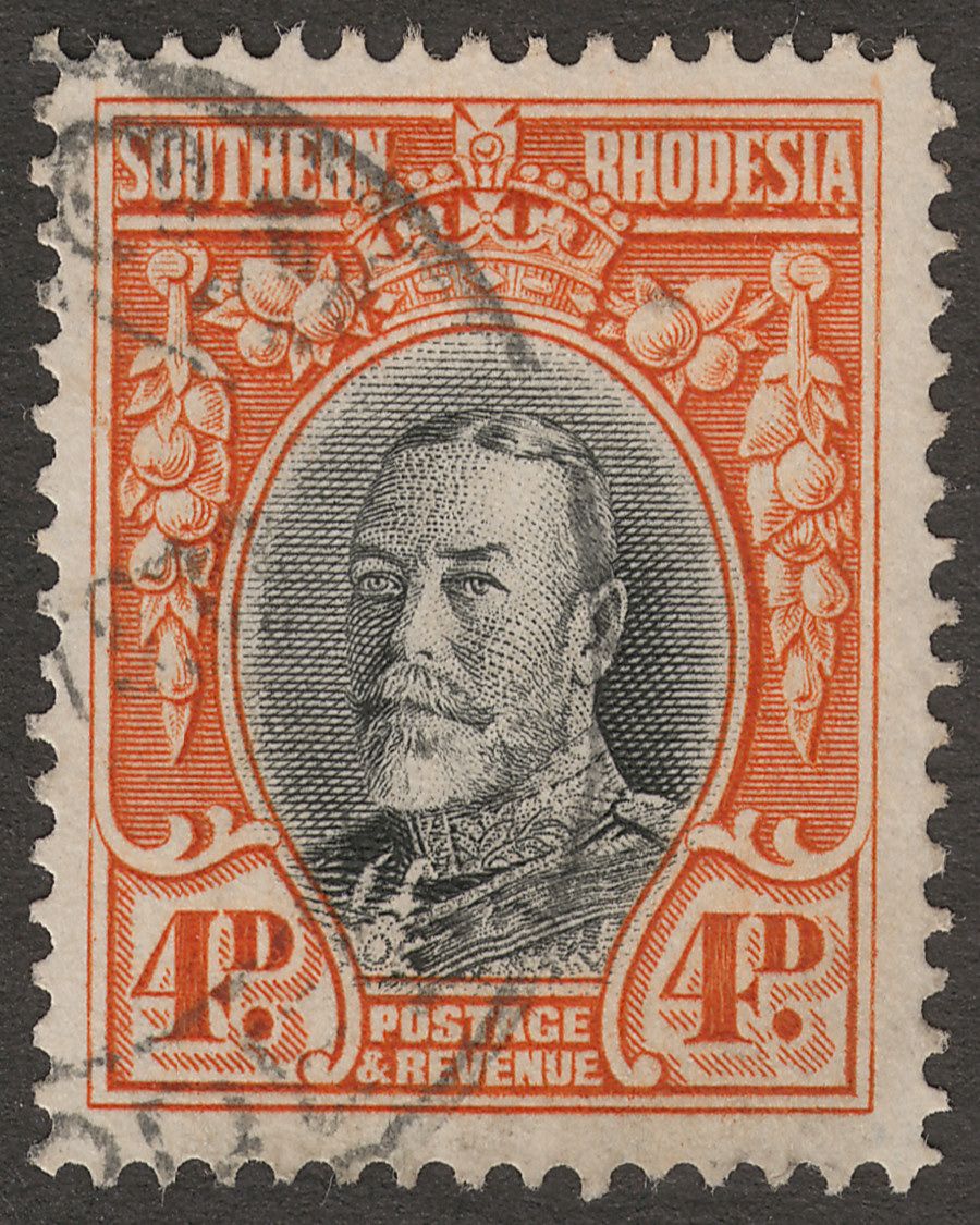 Southern Rhodesia 1937 KGV Field Marshal 4d Black and Vermilion p14 Used SG19b