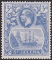 Click for more photos and details St Helena 1923 KGV 3d Blue with variety Broken Mainmast Mint SG101a cat £140