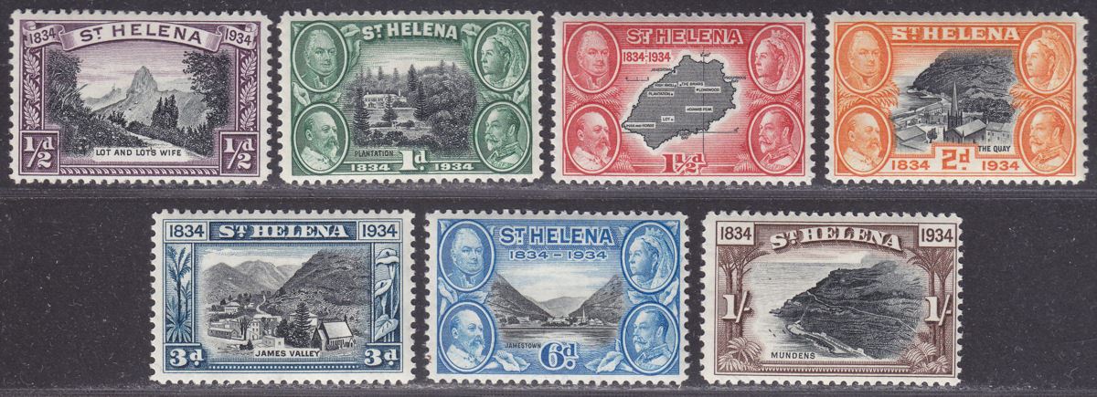 St Helena 1934 KGV Centenary British Colonisation Set to 1sh Mint SG114-120