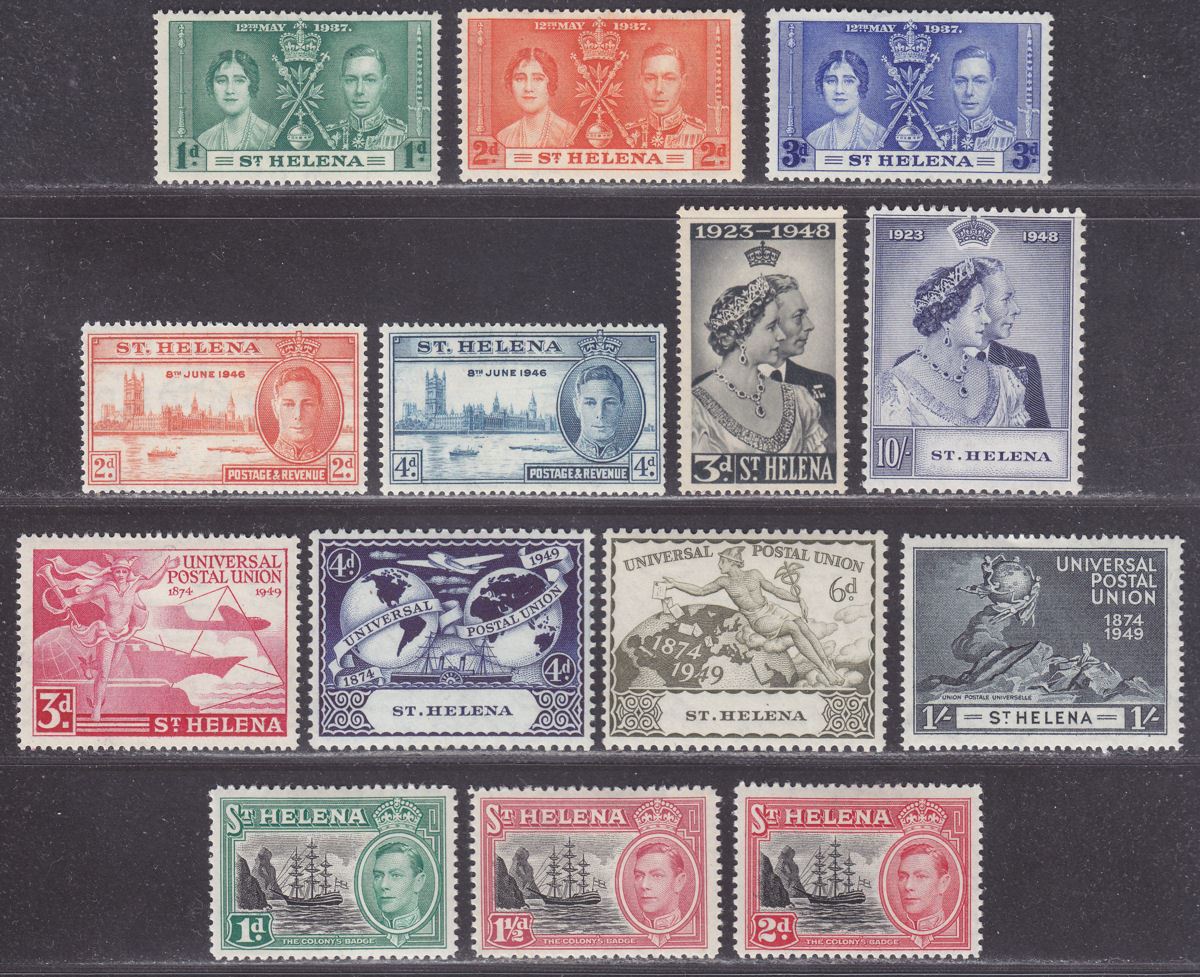 St Helena 1937-49 KGVI Selection Mint inc Coronation, RSW, Victory, UPU