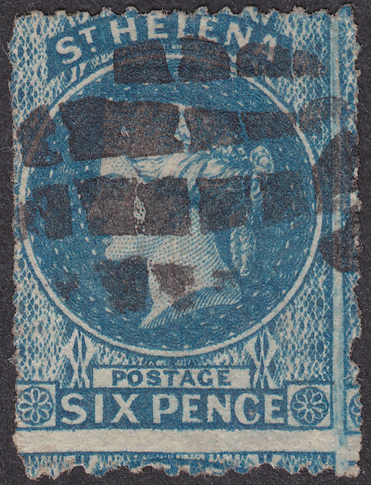 St Helena 1861 QV 6d Blue rough perf Used SG2a cat £140