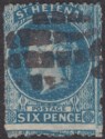 Click for more photos and details St Helena 1861 QV 6d Blue rough perf Used SG2a cat £140