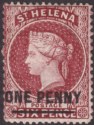 Click for more photos and details St Helena 1876 QV 1d Lake type B perf 14x12½ Mint SG21 cat £85