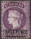 Click for more photos and details St Helena 1876 QV 3d Purple perf 14x12½ Mint SG23 cat £350