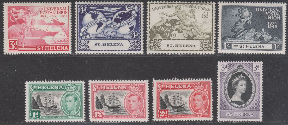 St Helena 1949-53 KGVI-QEII 75th Anniv of UPU / Badge /Coronation Mint SG145-152