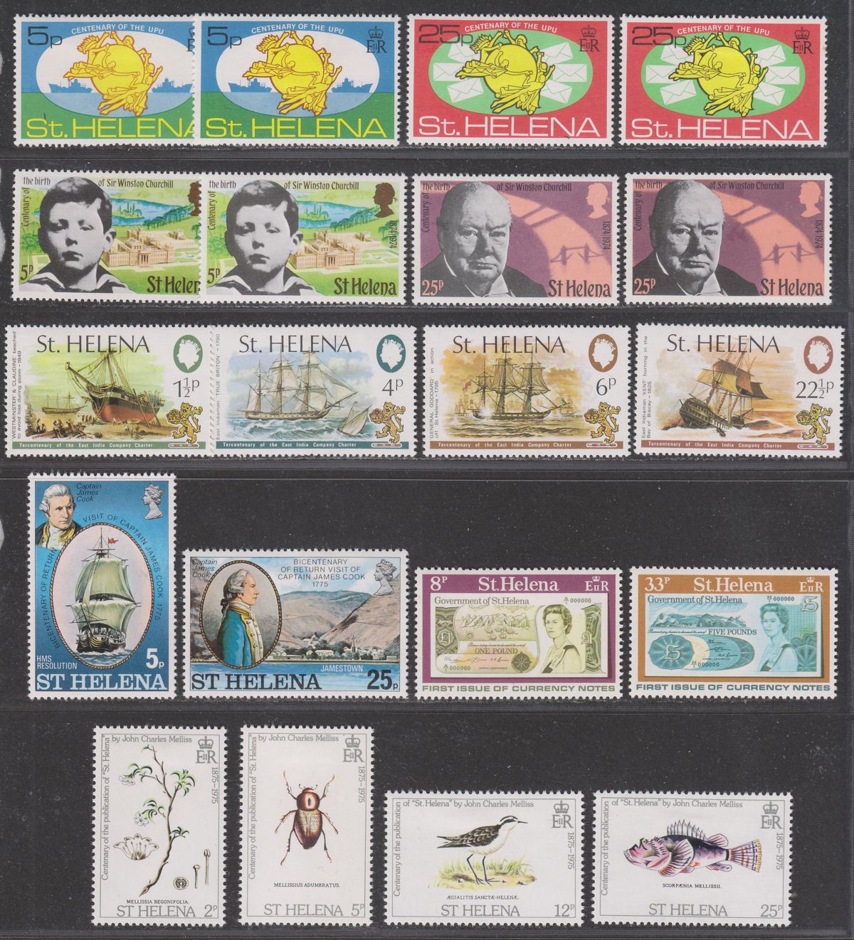 St Helena 1970-77 QEII Selection Mint incl Dickens, Military Equipment, Halley