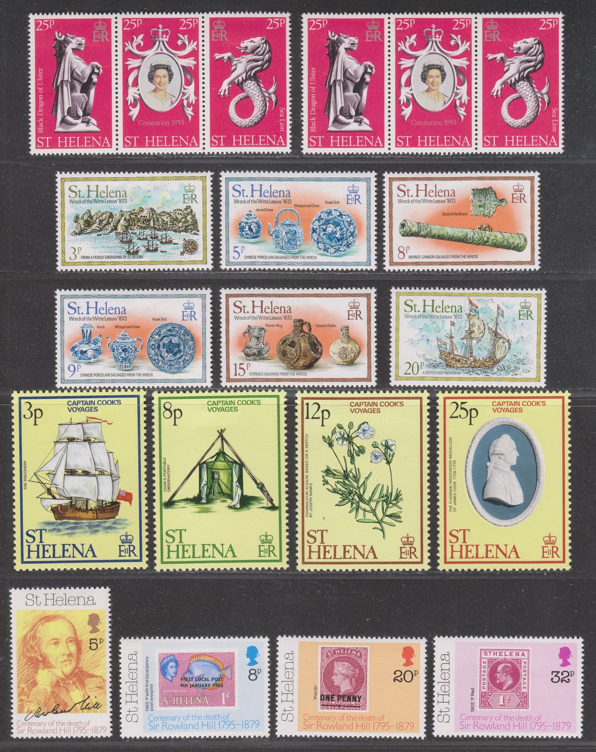 St Helena 1978-84 QEII Selection Mint incl Birds, 150th Anniv of Colony