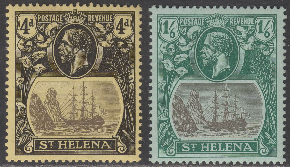St Helena 1922 King George V 4d, 1sh6d UM Mint SG92-93 cat £37