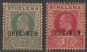 Click for more photos and details St Helena 1902 KEVII SPECIMEN Overprint ½d, 1d Unused SG53s-54s heavily toned