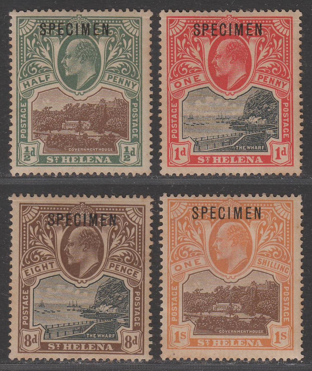 St Helena 1903 KEVII SPECIMEN Overprint Part Set to 1sh Mint - heavily toned