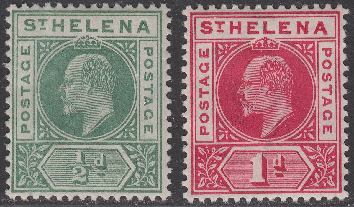 St Helena 1902 KEVII ½d Green, 1d Carmine Mint SG53-54 cat £15