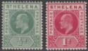 Click for more photos and details St Helena 1902 KEVII ½d Green, 1d Carmine Mint SG53-54 cat £15