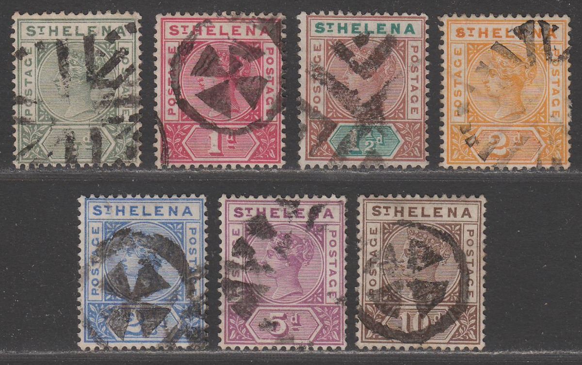 St Helena 1890-97 Queen Victoria Set Used SG46-52 cat £140 segmented corks pmks