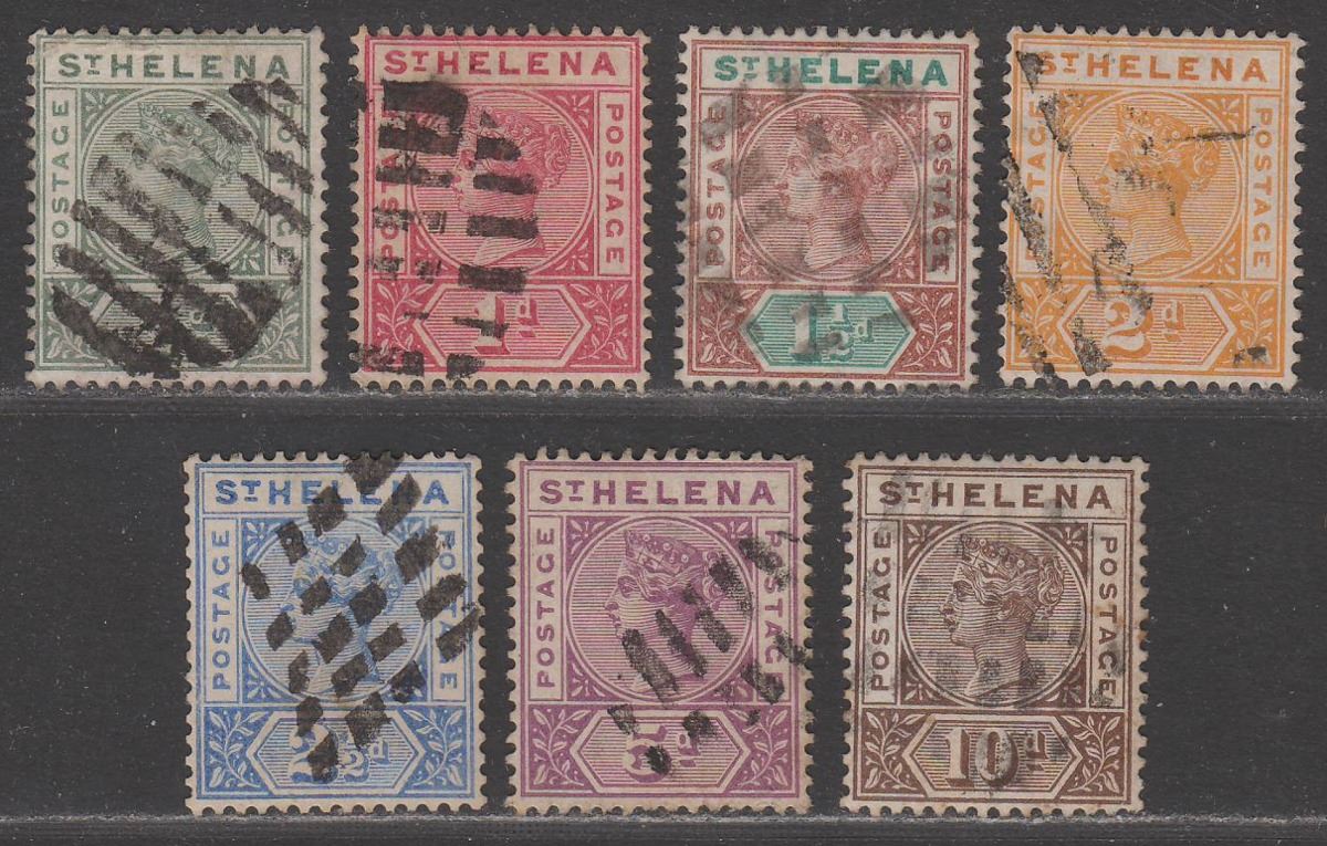 St Helena 1890-97 Queen Victoria Set Used SG46-52 cat £140 with barred corks