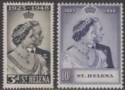 Click for more photos and details St Helena 1948 KGVI Royal Silver Wedding 3d, 10sh Mint SG143-144 cat £28